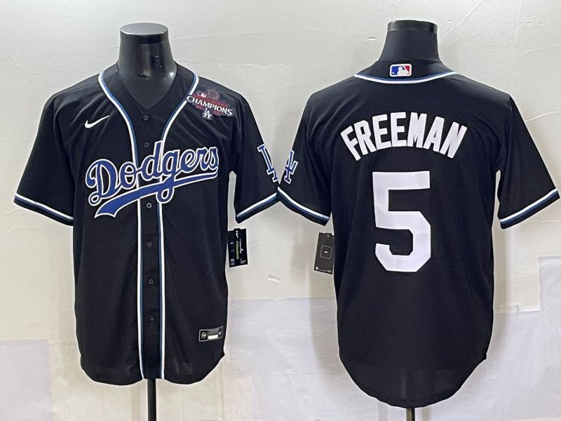 Men 2025 Los Angeles Dodgers #5 Freeman Black Three generations Fashion Nike MLB Jersey style 7048